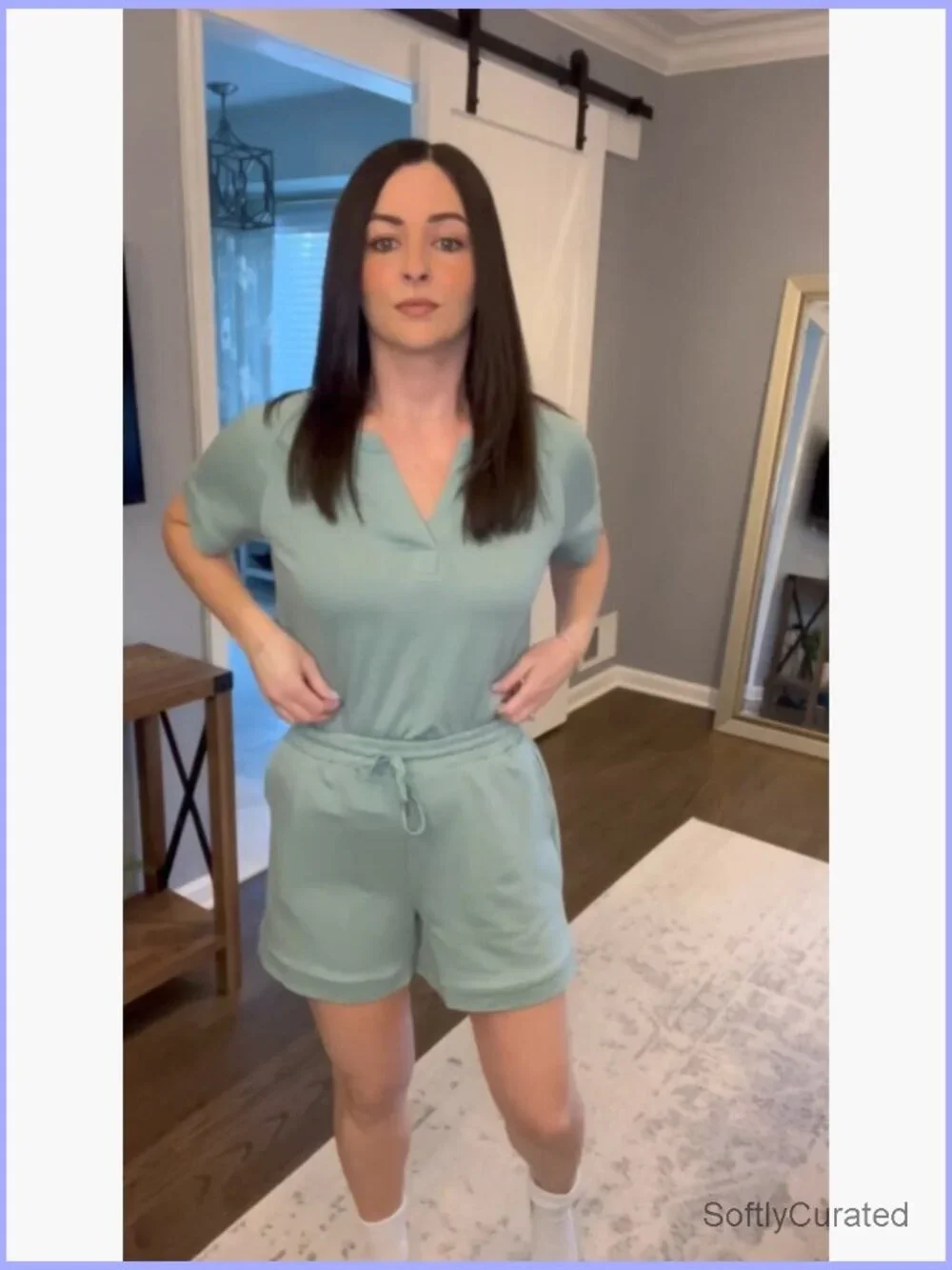 Two Piece Lounge Set Sweatsuit Shorts Summer Casual Matching Sets V Neck Tee